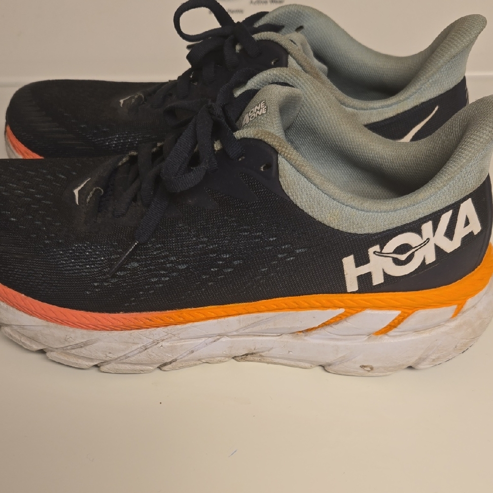 Hoka Black and Orange Athletic Shoes